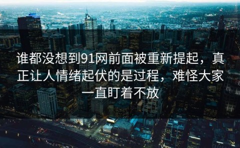 谁都没想到91网前面被重新提起，真正让人情绪起伏的是过程，难怪大家一直盯着不放