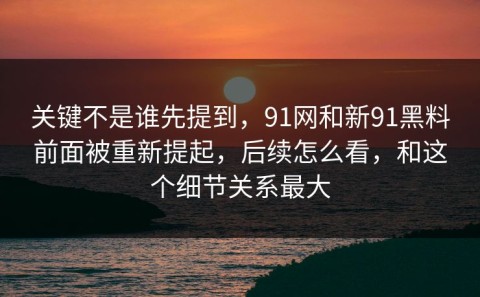 关键不是谁先提到，91网和新91黑料前面被重新提起，后续怎么看，和这个细节关系最大