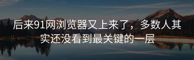 后来91网浏览器又上来了，多数人其实还没看到最关键的一层