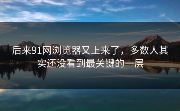 后来91网浏览器又上来了，多数人其实还没看到最关键的一层
