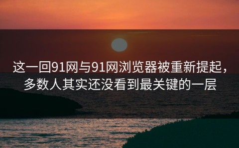 这一回91网与91网浏览器被重新提起，多数人其实还没看到最关键的一层