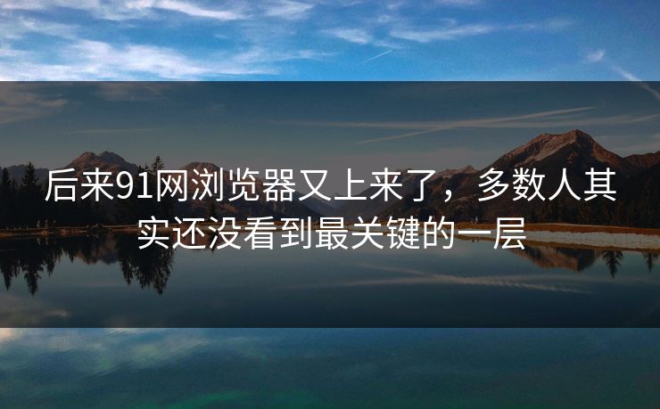 后来91网浏览器又上来了，多数人其实还没看到最关键的一层