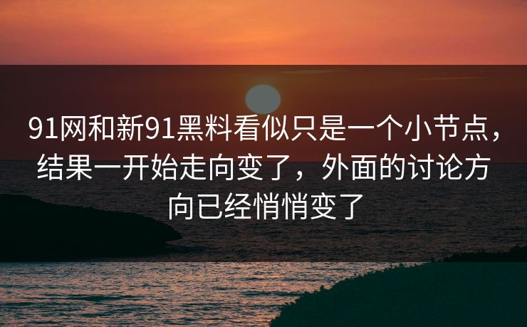 91网和新91黑料看似只是一个小节点，结果一开始走向变了，外面的讨论方向已经悄悄变了