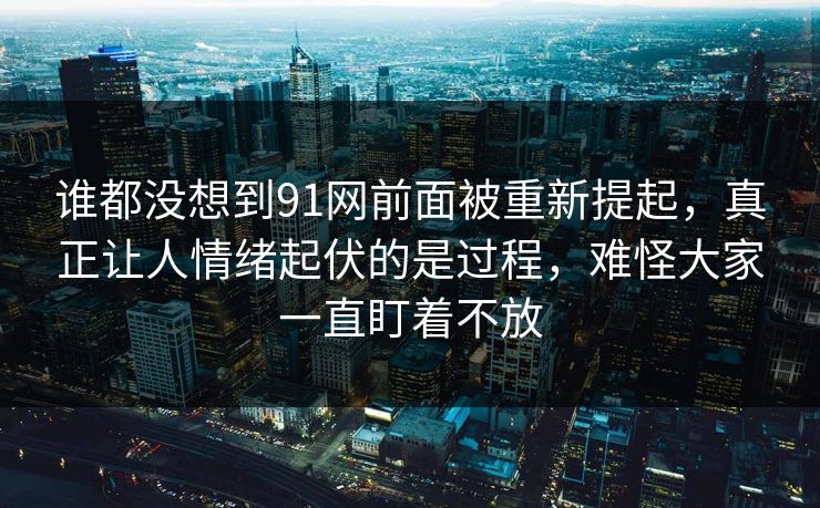 谁都没想到91网前面被重新提起，真正让人情绪起伏的是过程，难怪大家一直盯着不放