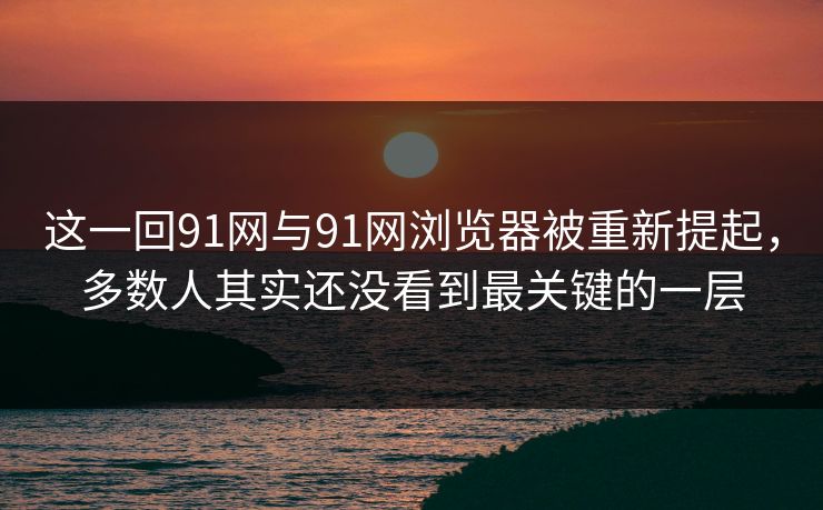 这一回91网与91网浏览器被重新提起，多数人其实还没看到最关键的一层