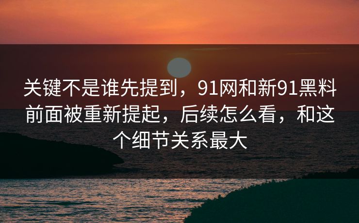 关键不是谁先提到，91网和新91黑料前面被重新提起，后续怎么看，和这个细节关系最大