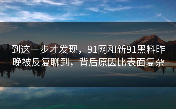 到这一步才发现，91网和新91黑料昨晚被反复聊到，背后原因比表面复杂